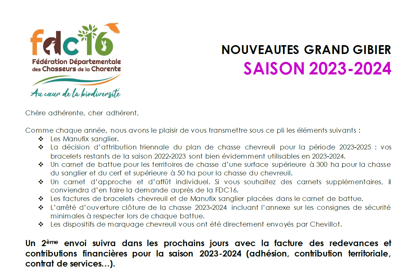 Périodes de chasse 2023-2024